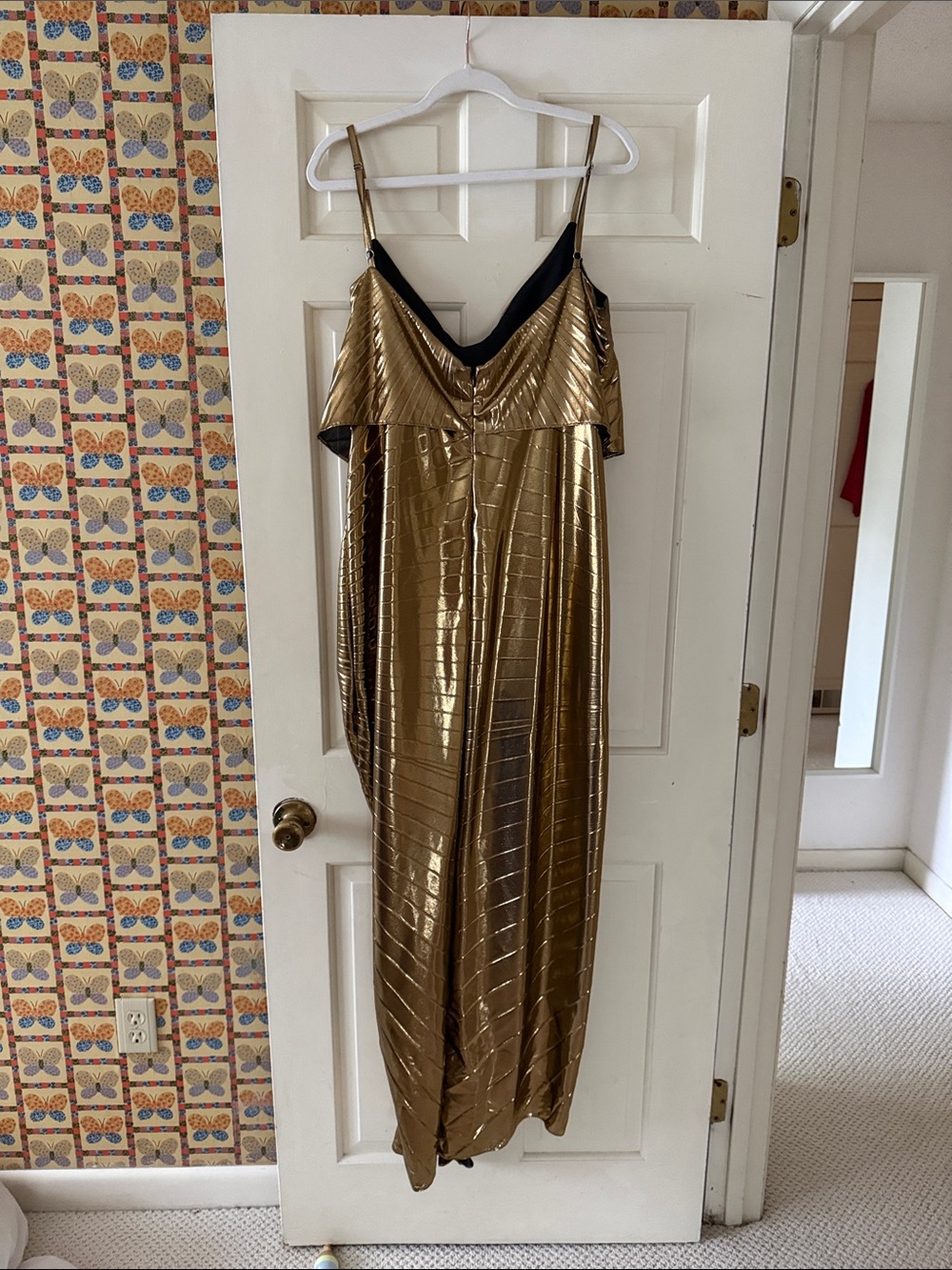 Gold Pleated Maxi Dress with Twist Detail - Picture 4 of 5
